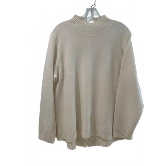 NEW TYLER BOE women's cashmere button back sweater in ivory